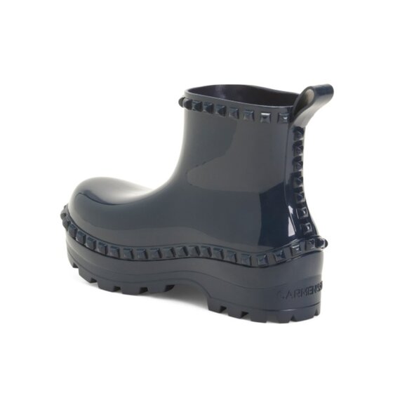 CARMEN SOL Navy Blue Made In Italy Waterproof Graziano Jelly Studded Boots - Picture 2 of 2